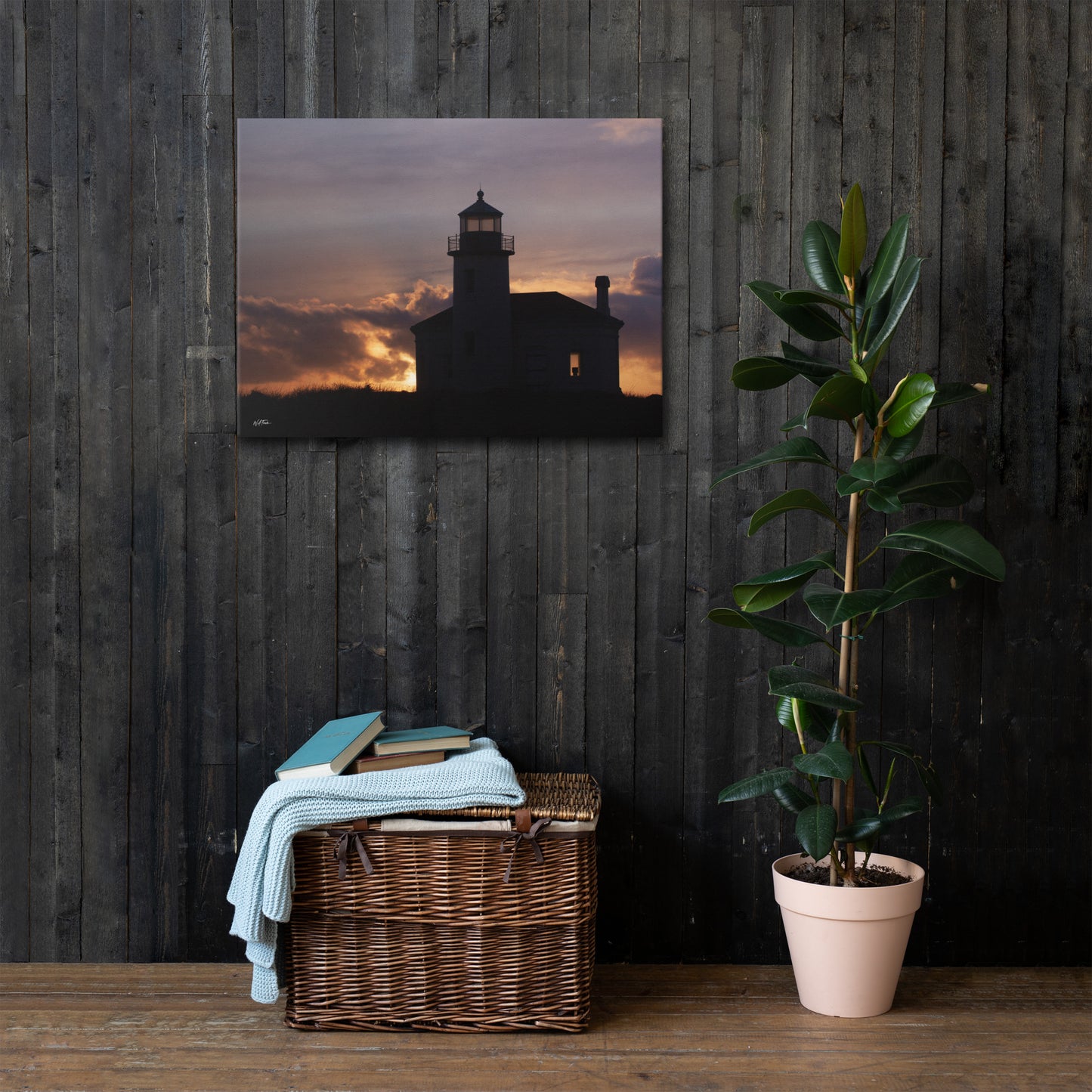 Bandon Sentinel – Coquille River Lighthouse Silhouette Canvas