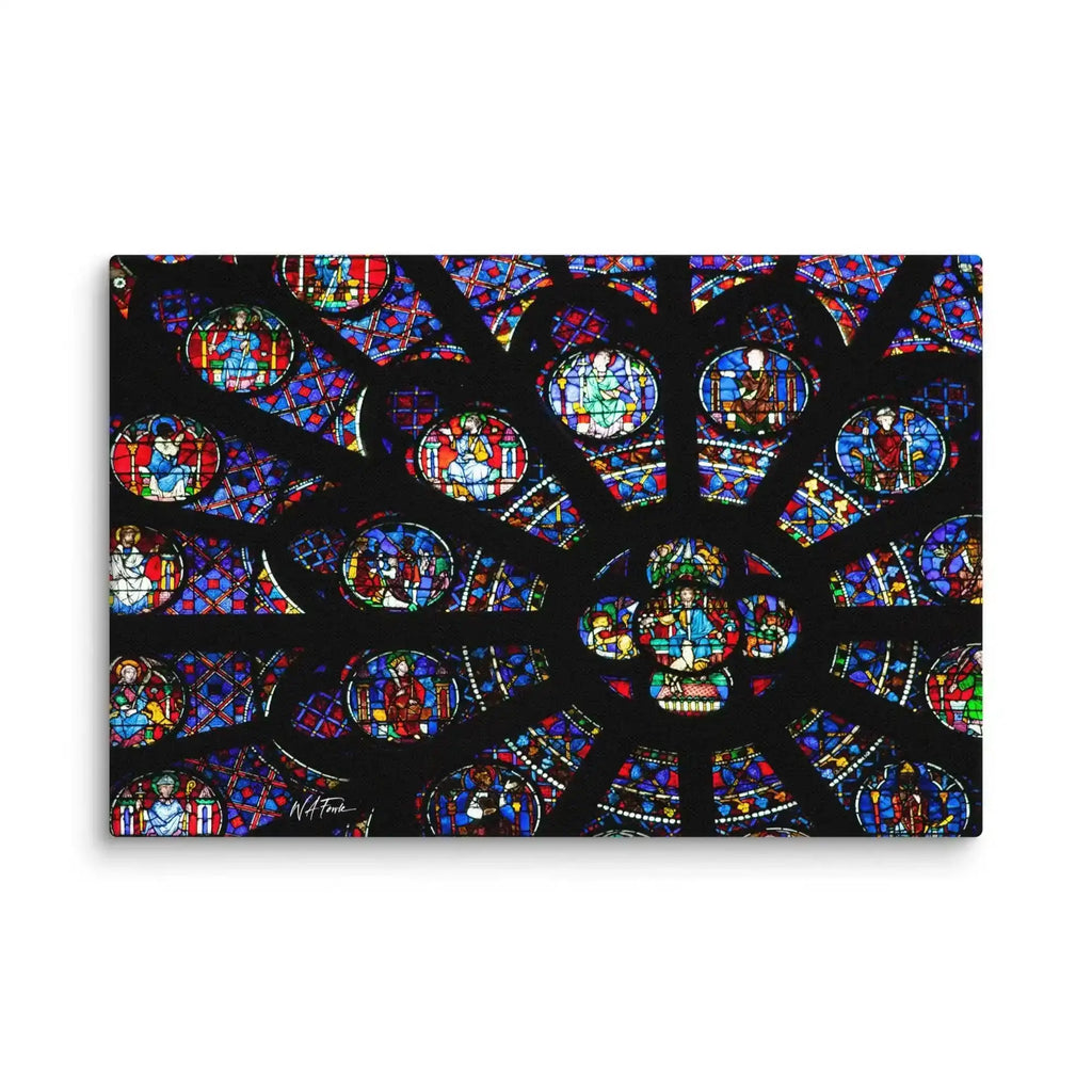 Stunning Gothic Notre Dame rosette window showcasing vibrant stained glass artistry