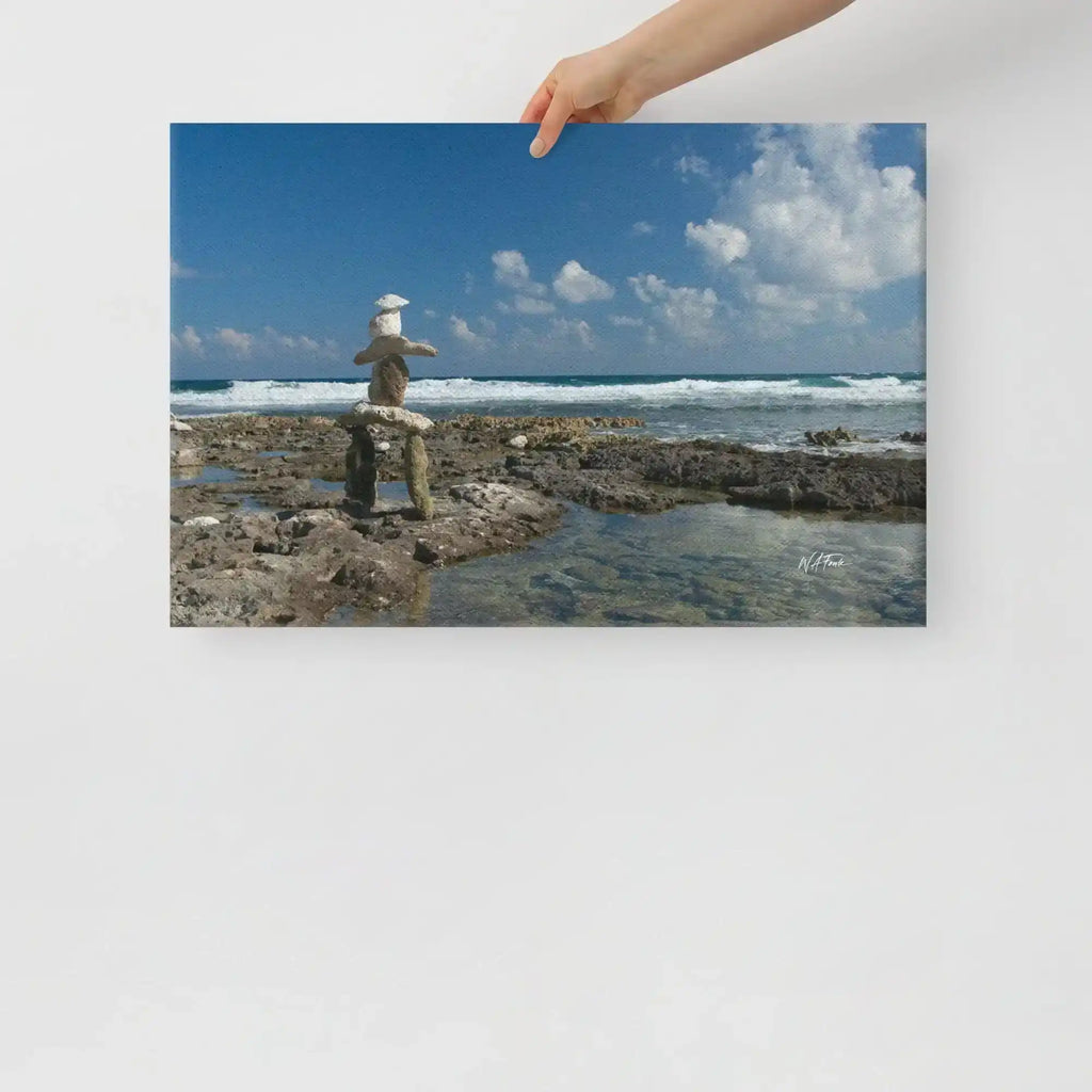 Beautiful Inukshuk artwork on canvas, perfect for adding a touch of cultural charm to your home decor