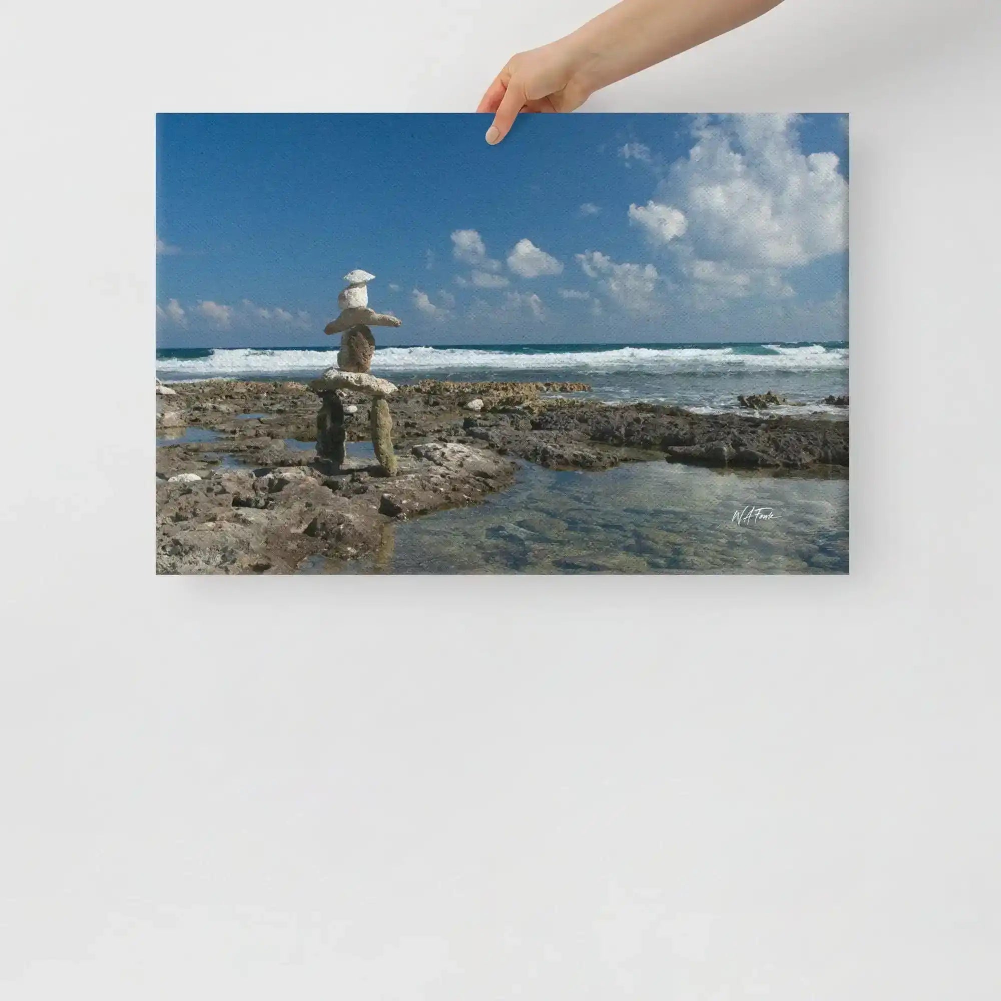 Beautiful Inukshuk artwork on canvas, perfect for adding a touch of cultural charm to your home decor