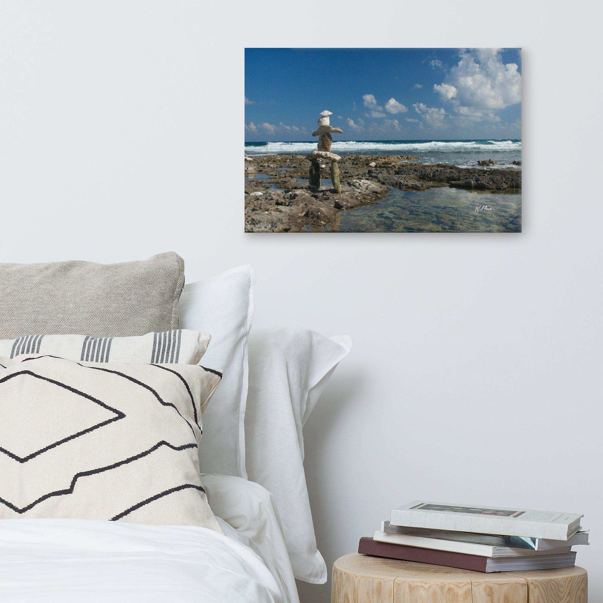 Beautiful Inukshuk artwork on canvas, perfect for adding a touch of cultural charm to your home decor