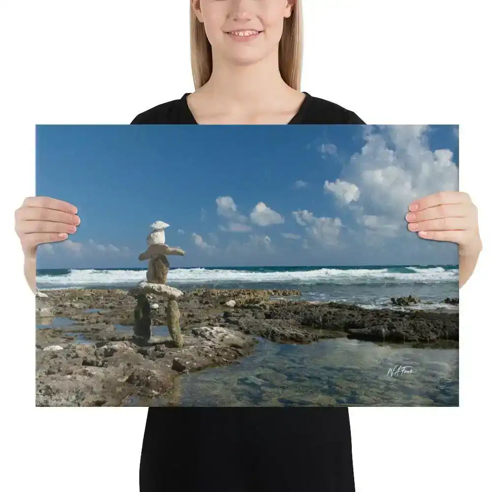 Beautiful Inukshuk artwork on canvas, perfect for adding a touch of cultural charm to your home decor
