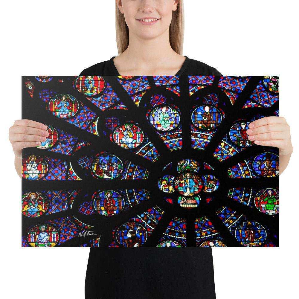 Stunning Gothic Notre Dame rosette window showcasing vibrant stained glass artistry