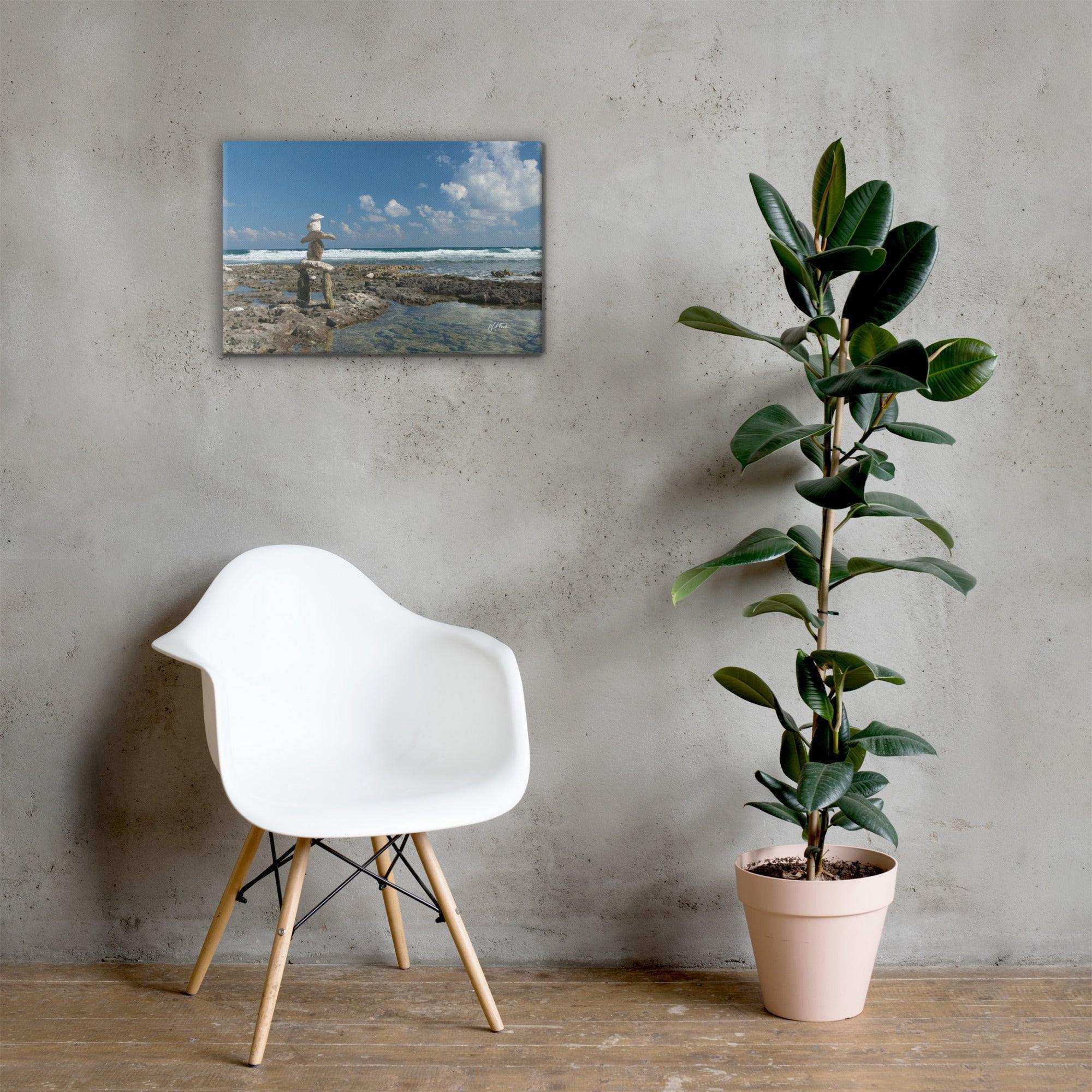 Beautiful Inukshuk artwork on canvas, perfect for adding a touch of cultural charm to your home decor