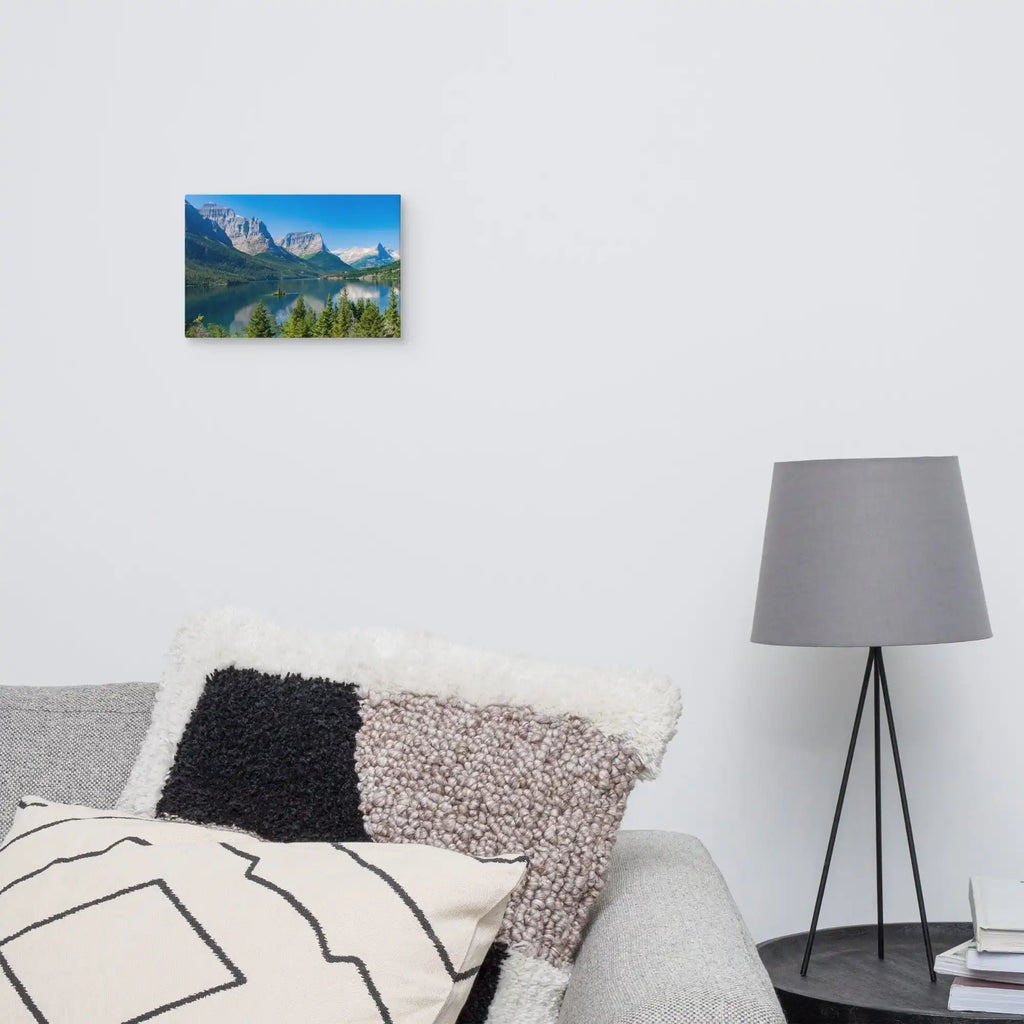 Scenic view of Alpine beauty at St Mary Lake with crystal clear waters and majestic mountains