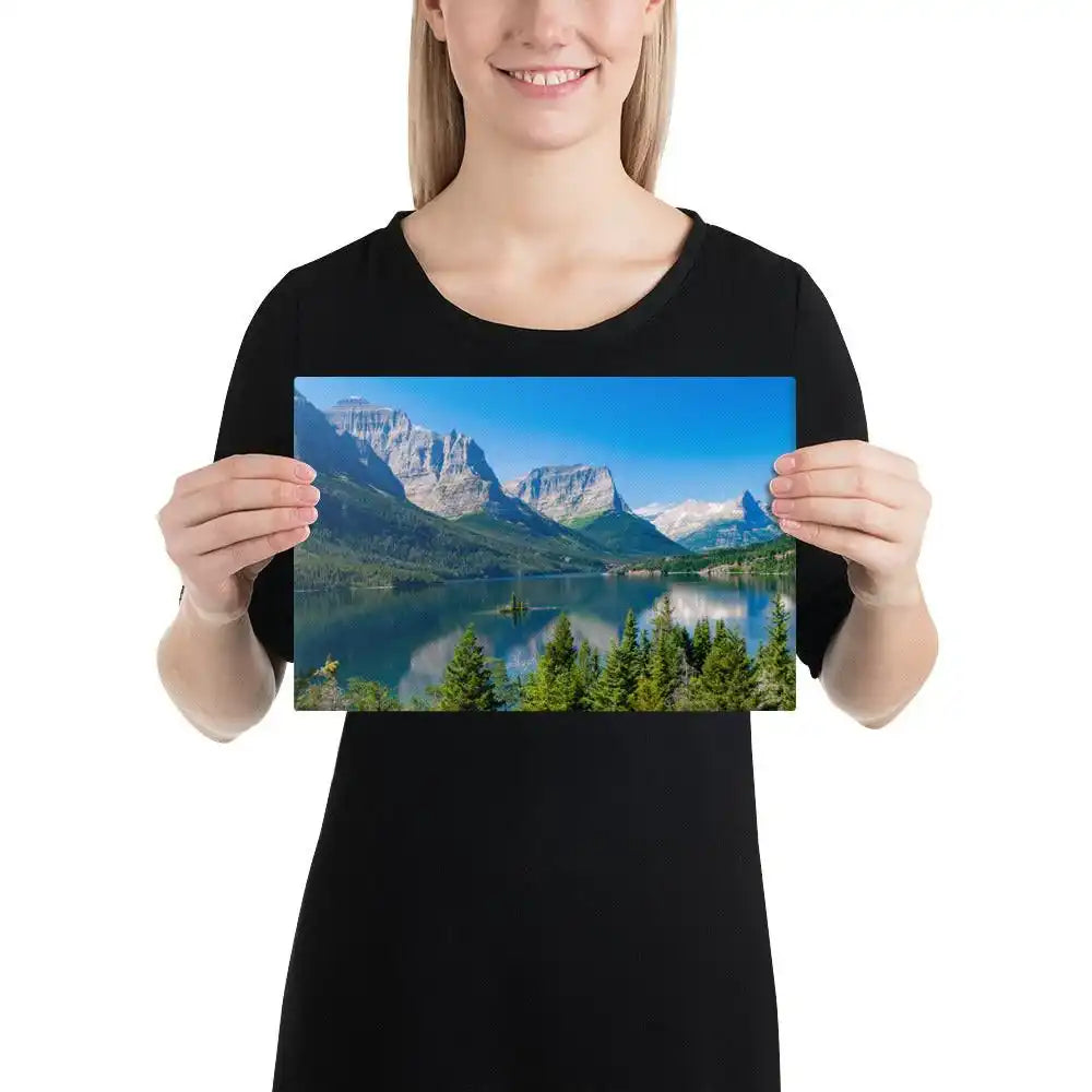 Scenic view of Alpine beauty at St Mary Lake with crystal clear waters and majestic mountains