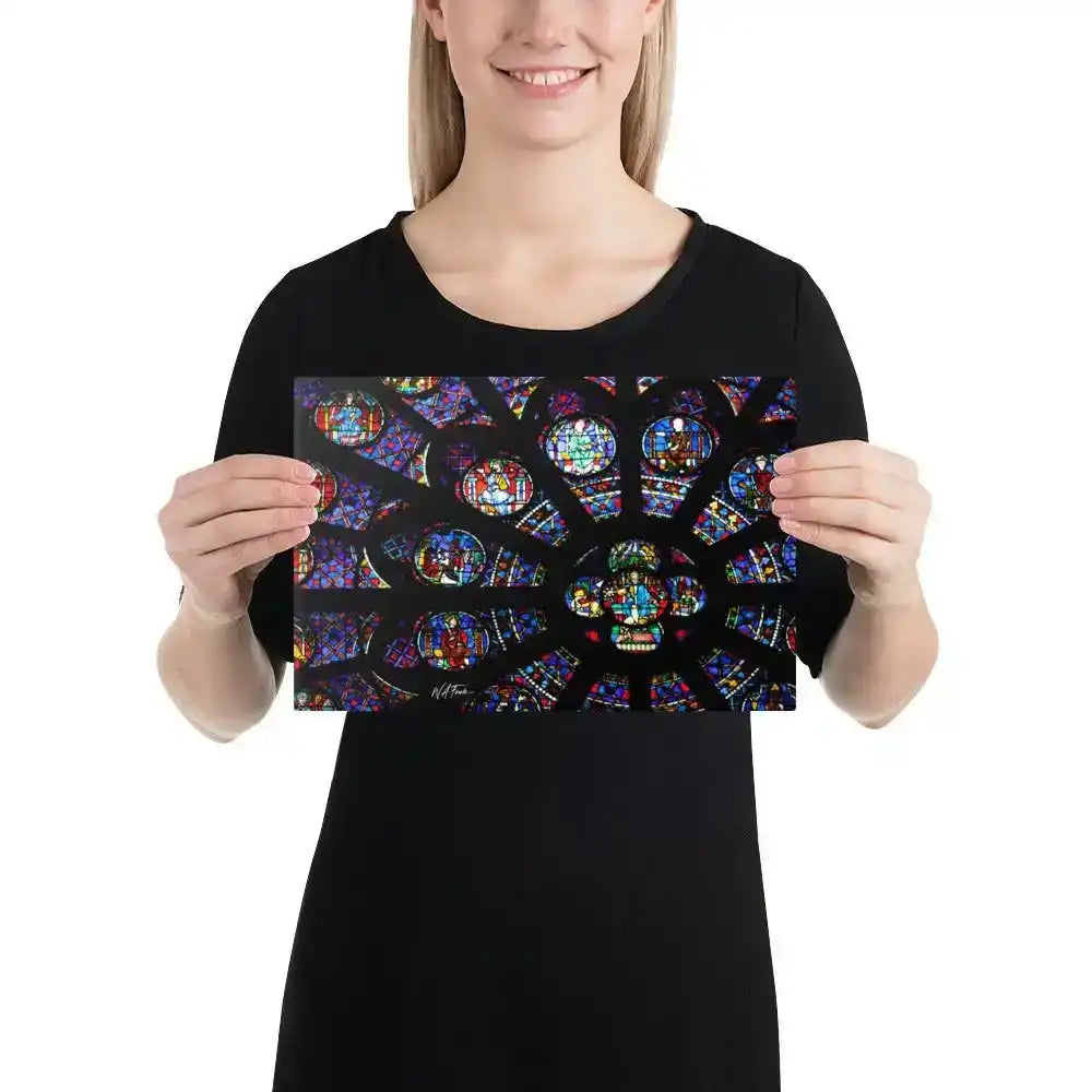 Stunning Gothic Notre Dame rosette window showcasing vibrant stained glass artistry