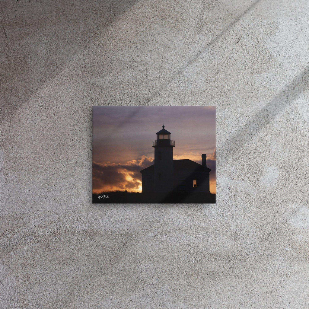 Scenic lighthouse in Bandon with vibrant sunset skies creating a perfect coastal view