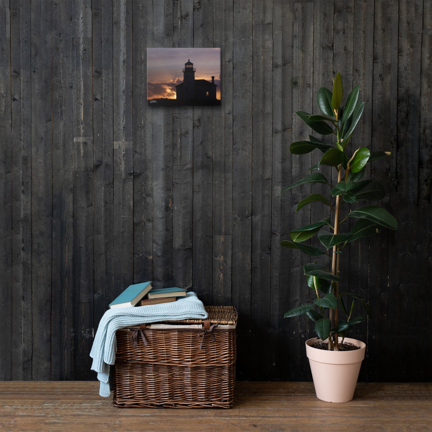 Bandon Sentinel – Coquille River Lighthouse Silhouette Canvas