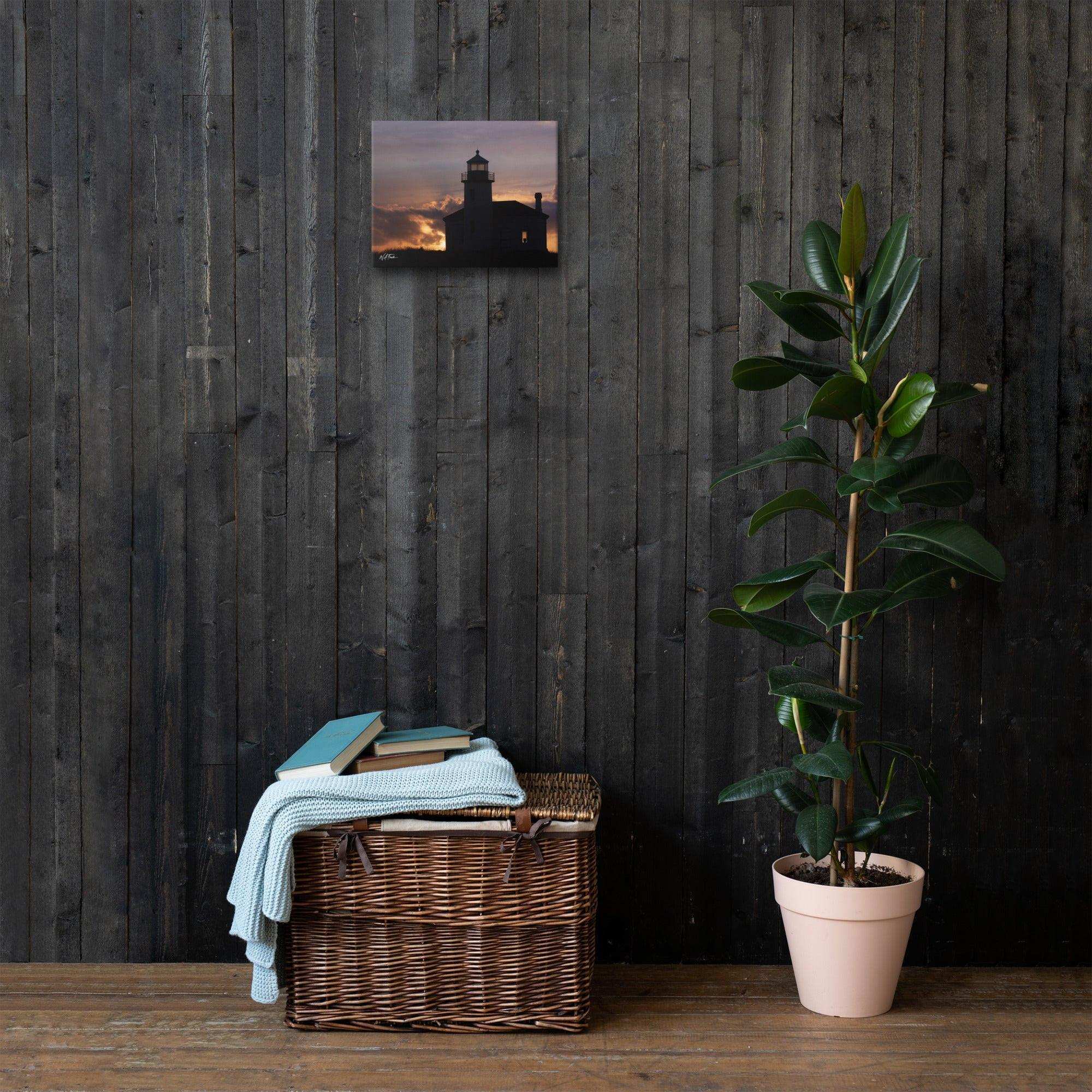 Scenic lighthouse in Bandon with vibrant sunset skies creating a perfect coastal view