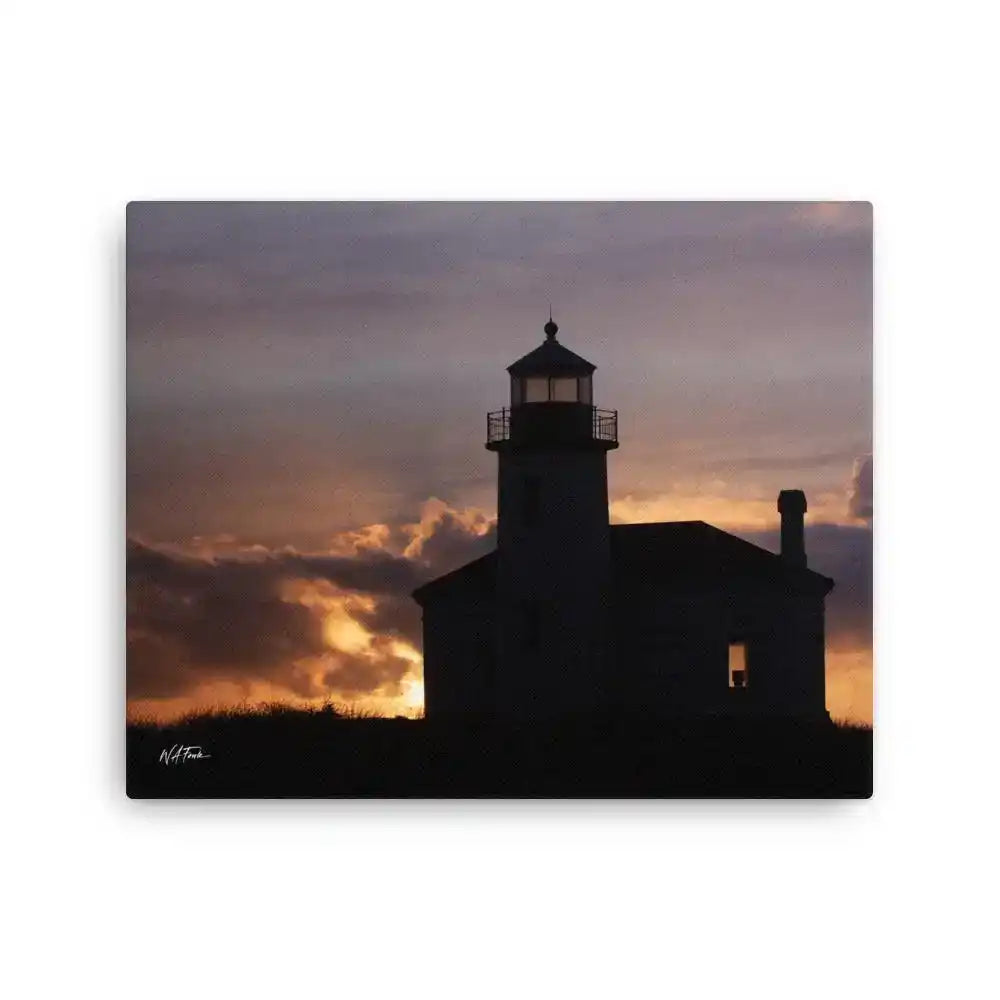 Scenic lighthouse in Bandon with vibrant sunset skies creating a perfect coastal view
