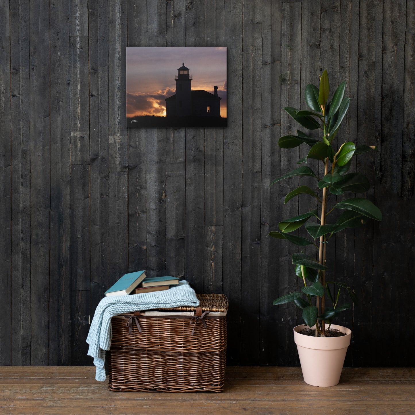 Bandon Sentinel – Coquille River Lighthouse Silhouette Canvas