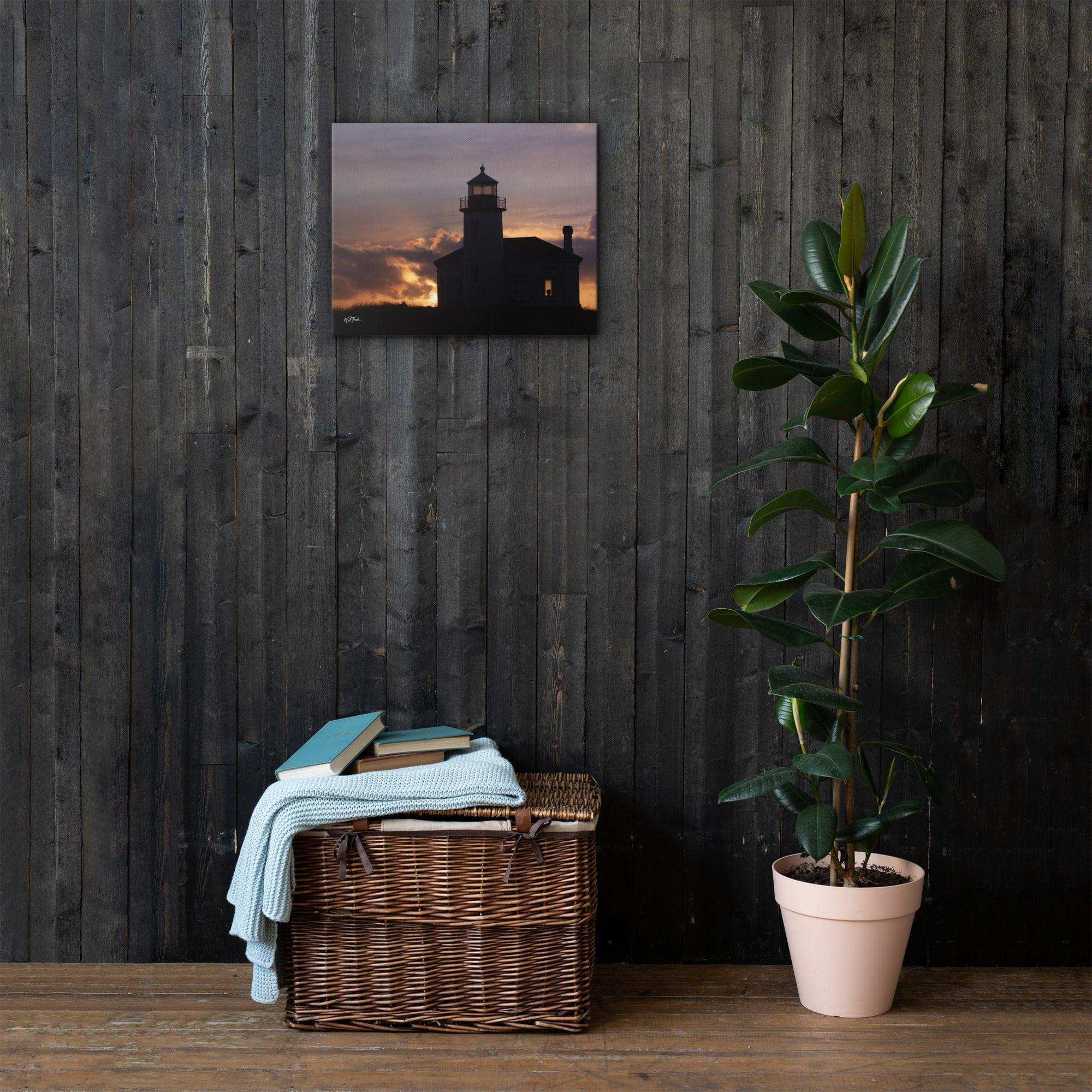 Scenic lighthouse in Bandon with vibrant sunset skies creating a perfect coastal view