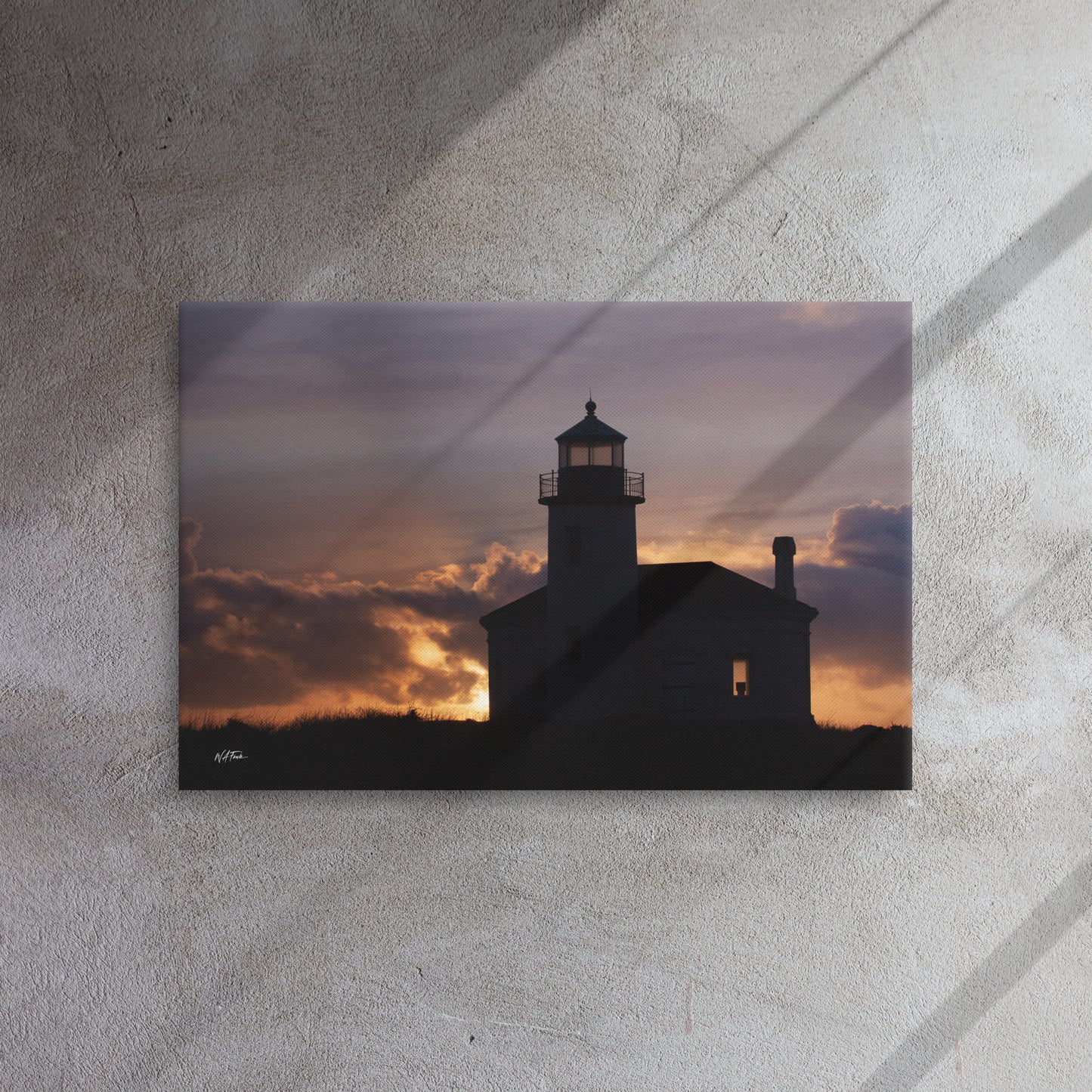 Bandon Sentinel – Coquille River Lighthouse Silhouette Canvas
