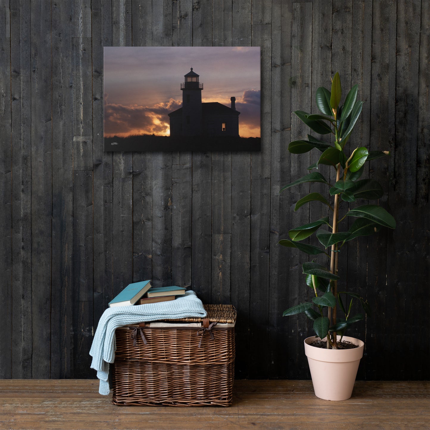 Bandon Sentinel – Coquille River Lighthouse Silhouette Canvas