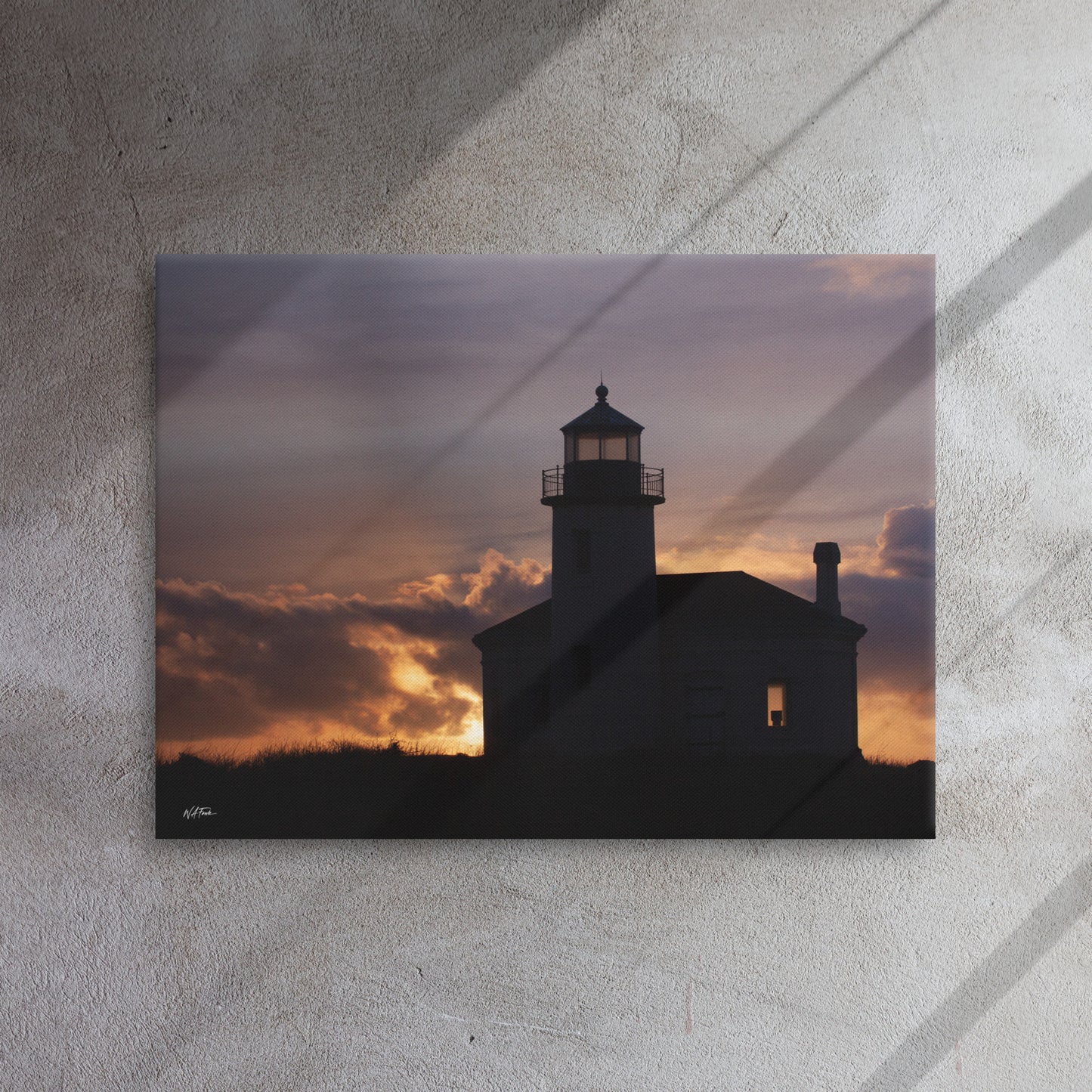 Bandon Sentinel – Coquille River Lighthouse Silhouette Canvas