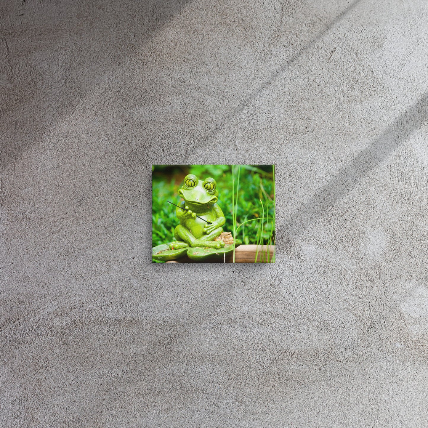 The Patient Angler – Whimsical Fishing Frog Canvas Art