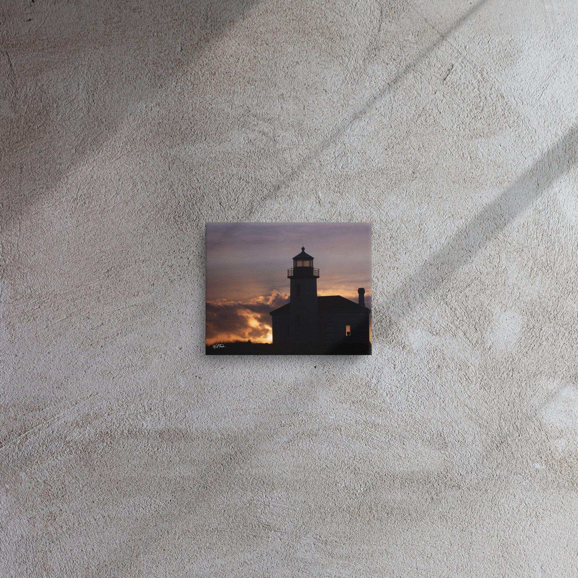 Scenic lighthouse in Bandon with vibrant sunset skies creating a perfect coastal view