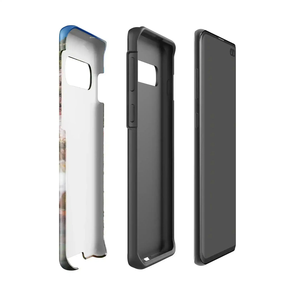 Glossy tough case for Samsung Galaxy S10 in three pieces, showing cutouts and design