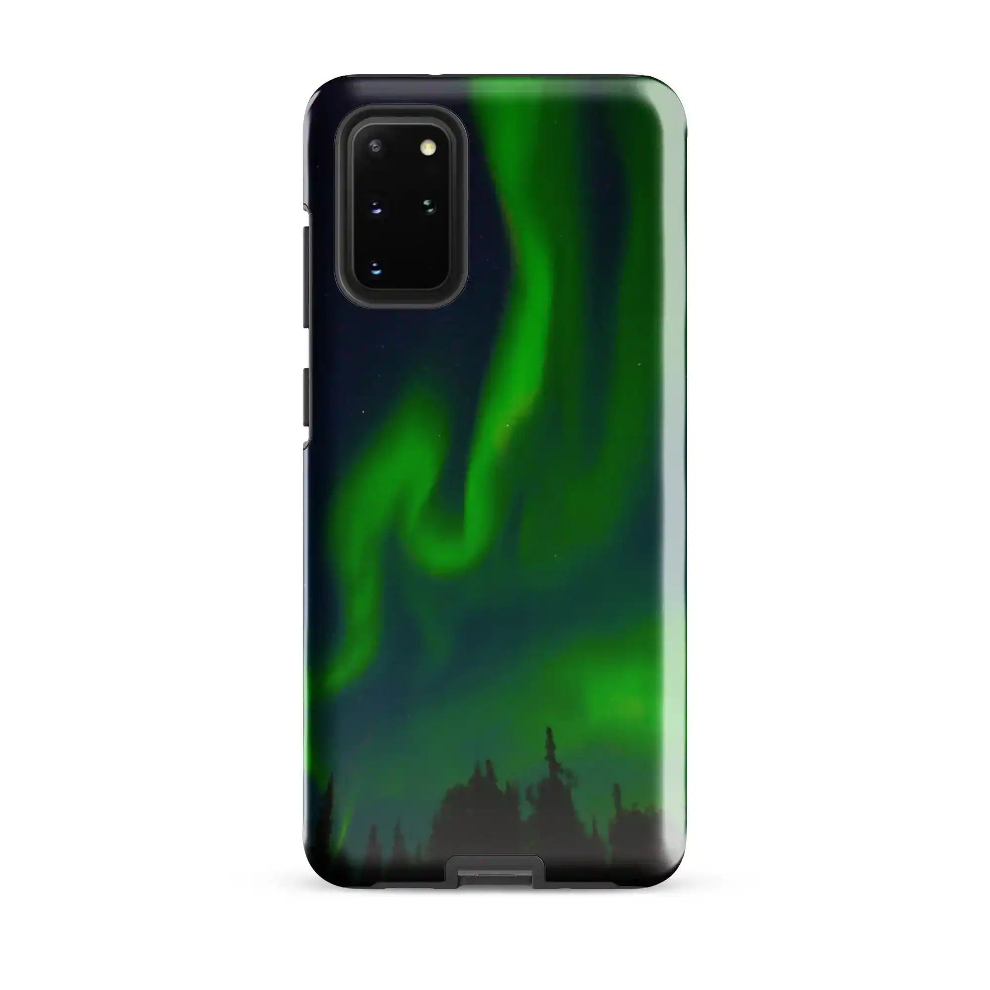 Samsung tough phone case showcasing vibrant Northern Lights design for ultimate protection and style.