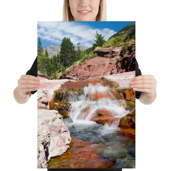 Red Rock Waterfall Canvas Print – Cascading Canyon Wall Art