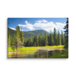 Mountain Stream Canvas Print – Alpine Meadow Landscape Wall Art