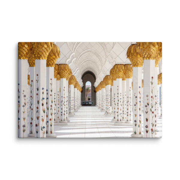 canvas-in-32x48-wall-6a8392241d6df.jpg Grand Mosque Abu Dhabi Canvas Wall Art – Golden Marble Colonnade Gallery Wrap